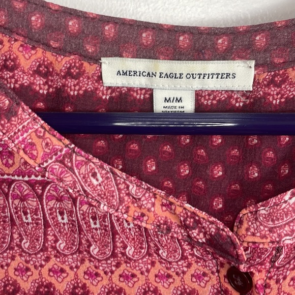 Pink Printed Sheer American Eagle Top, Size: M - Picture 3 of 3